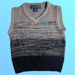 U.S. Polo Assassin Boys Knitted Sweater Vest Grey V Neck Cotton Size 6